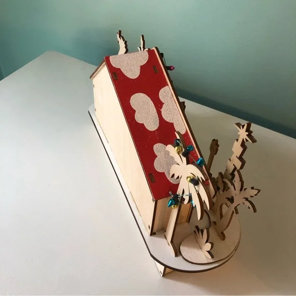 NEW NWT World Market Midcentury House LED Light Up Christmas Oasis Cat Lounge - Picture 8 of 10